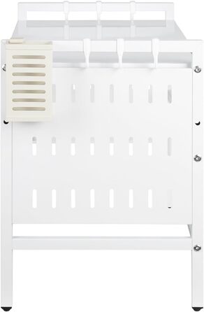 Поличка для мікрохвильової печі 3-ярусна з гачками, розширювана, висувна, 40-64 см, з вуглецевої сталі (біла з перфорованим листком, 42-68*36*46 см)