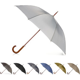 Еко-парасолька Totes з дерев'яною ручкою, чорно-сіро-помаранчевий смугастий дизайн, універсальний розмір