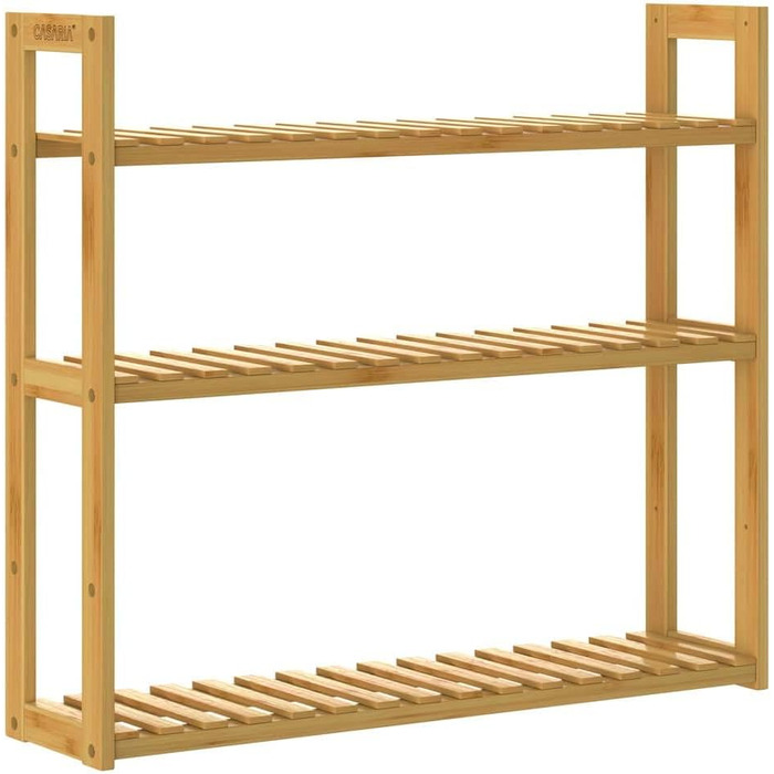 Настінна полиця Casaria з бамбука 60x54 см, 3 яруси, ванна, кухня, вітальня, дитяча, до 30 кг