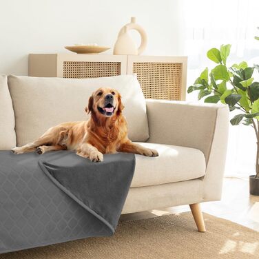 Водонепроникний килимок для собак, 127x152 см. М'який двосторонній коврик для собак великих порід, захист дивану, сірий + бежевий (світло-сірий + темно-сірий, 152x203 см)