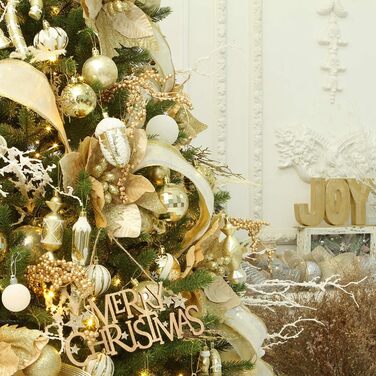 Декоративна куля на ялинку Sea Team з малюнком та блискучими прикрасами, набір (60 мм, золотий)