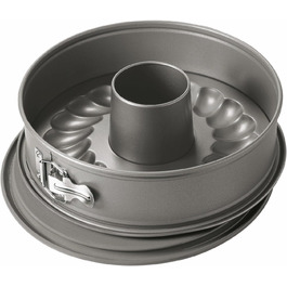 Kaiser La Forme Springform with flat and tube bottom 28 cm, 2 bases, round baking pan, leak-proof, non-stick coated, grey