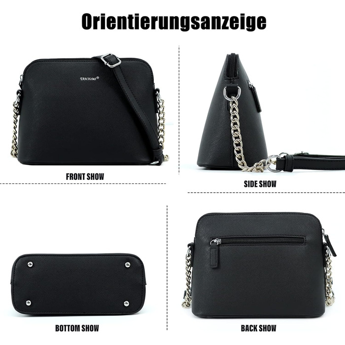 Сумка жіноча TANTOMI через плече: елегантна чорна крос-боді сумка на ланцюжку для вечірок