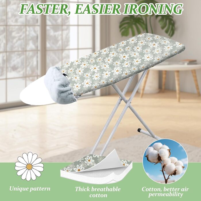 Чохол для гладильної дошки 125x45 см, Extra Dick з бавовни, з підкладкою та терморефлексною поверхнею, з гумкою, сумісний з дошками 117-125x37-45 см, для парогенераторів та прасок, Easy Fit