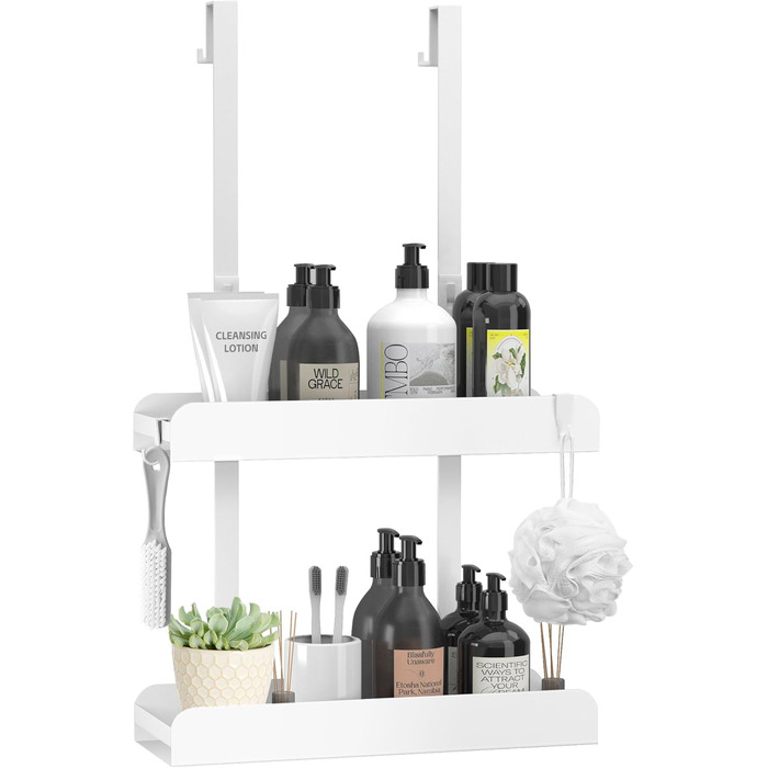 Поличка для душу MEIJO без свердління, органайзер для ванної кімнати з 4 гачками, білий