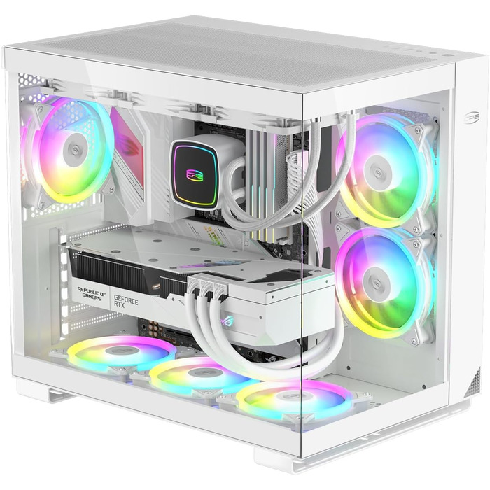 Корпус ПК Tower ATX C3T500 ARGB від PCCOOLER: 6 вентиляторів ARGB, підтримка RTX 40, скляна панель, безрамна конструкція (білий)