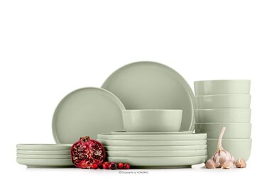 Набір посуду Konsimo VICTO для 6 осіб: 18-ти частинний сервіз з тарілок з кераміки, зелений матовий