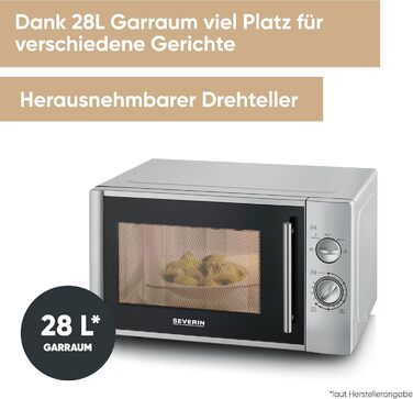 Мікрохвильова піч Severin 2-в-1 з грилем 700 Вт, 28 л, сірий, MW 7771