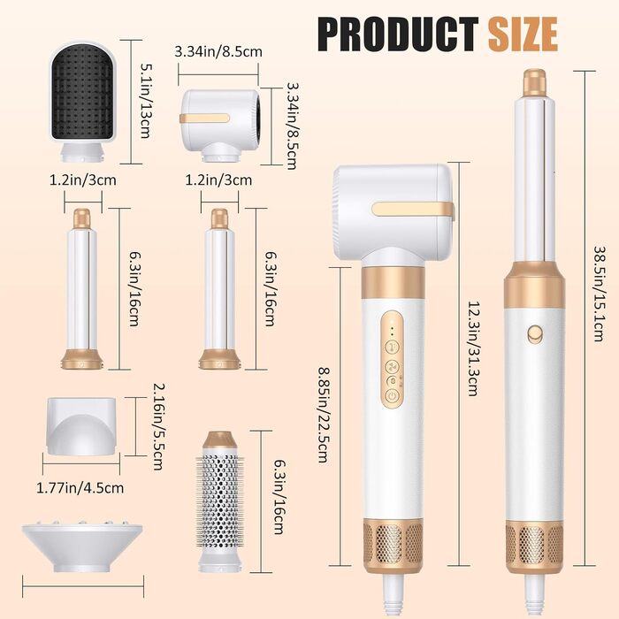 Професійний аірстайлер 7-в-1 з іонізацією: фен, плойка, випрямляч для волосся. Набір для створення об'єму, локонів та випрямлення всіх типів волосся