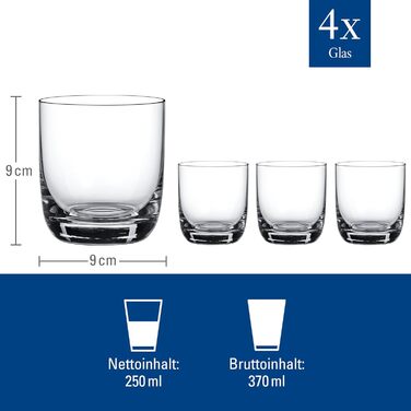 Набір склянок Villeroy & Boch La Divina для віскі, джину та тоніку, 4 шт, 250 мл, кришталь, можна мити в посудомийній машині