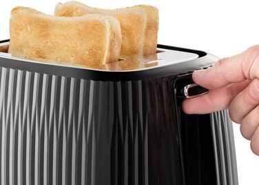 Тостер Russell Hobbs Eden: 2 відділення, 6 рівнів підсмажування, підйом, розморожування, підігрів, крихтозбірник, насадка для бургерів, чорний (27374-56)