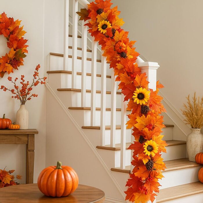 Гірлянда з листя клена для осіннього декору: 3м, 30 LED, для дому та вулиці