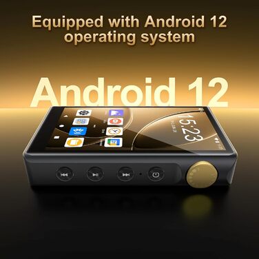 HiFi MP3 плеєр ZAQE з Bluetooth та WiFi, Android 12, Lossless DSD DAC, підтримка Flac, 64GB карта пам'яті (до 512GB), чорний