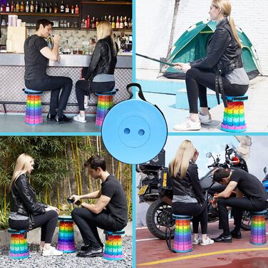 Складаний туристичний стільчик-табурет, 440lbs, з сумкою, для кемпінгу, риболовлі, подорожей, барбекю (Райдужний)