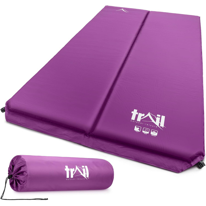 Саморозкладаючий килимок для кемпінгу/матрац для двох осіб, 5 см, фіолетовий