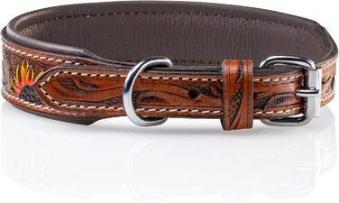 Стильний шкіряний нашийник для собак Джек Рассел від Unikat: ручна робота, з м'якою підкладкою. Нашийник з натуральної шкіри буйвола, для собак середніх порід. Розмір L (40-49.5 см)