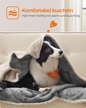 Водонепроникний коврик для собак Feandrea, Sherpa Fleece, 152 x 127 см, XL, сірий. Захист дивану, машинне прання