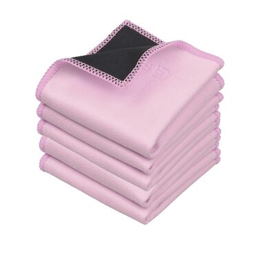 Серветки для чищення з мікрофібри Eco-Fused, 5 шт. - двосторонні - для смартфонів, LCD-телевізорів, планшетів, екранів ноутбуків, об'єктивів камер (рожеві, 17 x 16 см)
