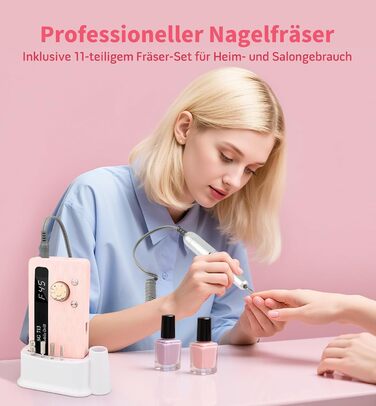 Електричний фрезер для нігтів Ziweo з LED дисплеєм, 45000 об/хв, для манікюру та педикюру, для гелю, акрилу, акригелю, Shellac