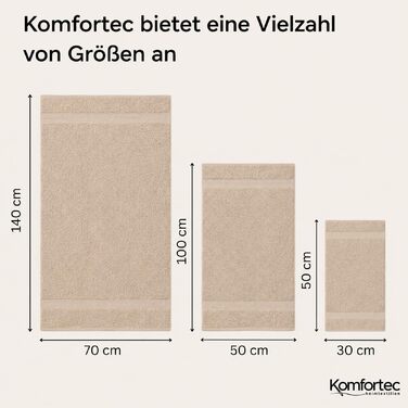 Набір рушників Komfortec 6 предметів, 100% бавовна, бежевий: 2 банні, 2 для рук, 2 гостьові, м'які та гігроскопічні