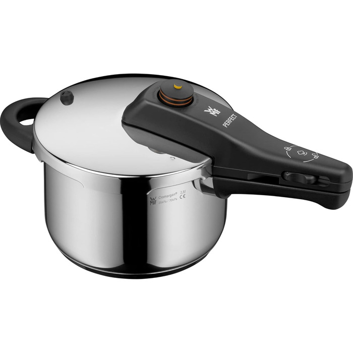 Швидкісний скороварка WMF Perfect One Pot 2,5 л, індукційна, з паровим клапаном, 2 режими готування, зручне управління однією рукою, для всіх типів плит, полірована нержавіюча сталь Cromargan, для однієї особи