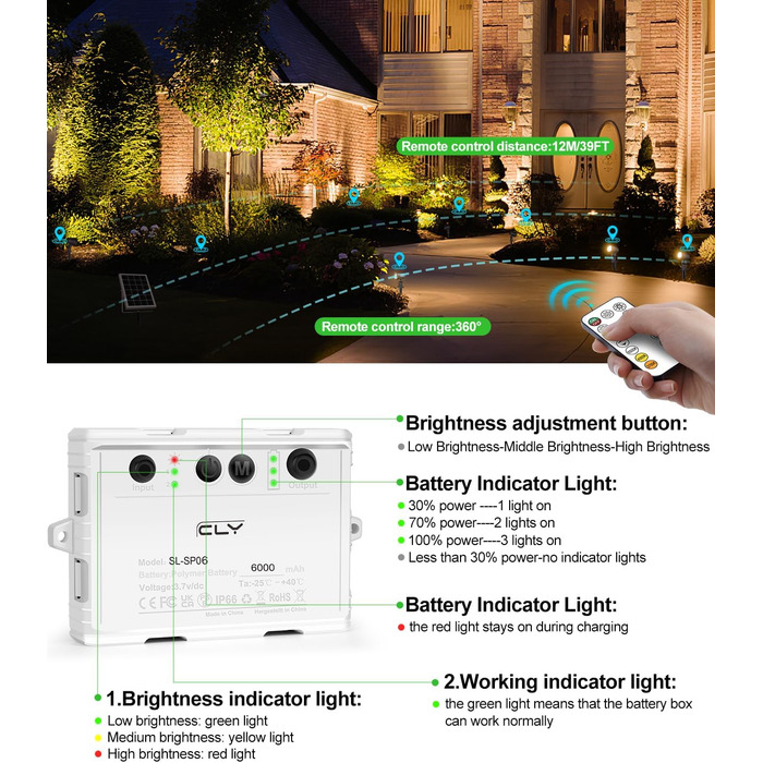 CLY Solar Lamps for Outdoors, Solar Spotlights Garden Light with Remote Control IP66 Waterproof 10 Colors 30 Dynamic Modes Timer Garden Lighting for Gardens Path Christmas Decoration 6 Pieces (Warm White/Natural/Cold White, 6 Pieces)