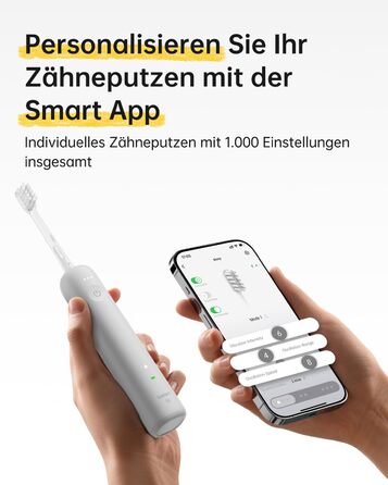 Laifen Wave Spezial Electric Toothbrush - Oscillating & Vibrating Sonic Toothbrush for Adults with App, 2 Brush Heads (Gray)