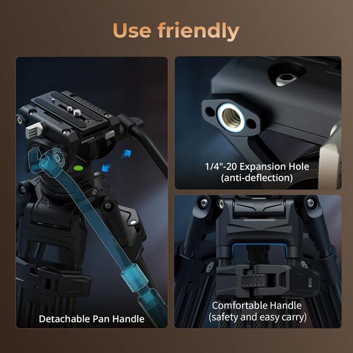 Професійний вуглецевий відеоштатив SmallRig AD-80 FreeBlazer (4163) з гідравлічною головою, навантаження 8 кг, двопозиційна QR-платформа