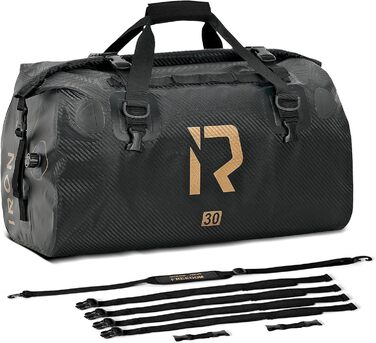 IRON JIA's Motorcycle Bag Luggage Roll Waterproof Motorcycle Rear Bag Saddle Bag Travel Bag with Roll-Sealed Shoulder Straps Suitable for Motorcycle Cycling Camping Watersports - 30L Carbon Fiber 30L