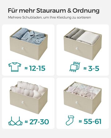 SONGMICS Chest of Drawers, Storage Cabinet with 4 Fabric Drawers, Metal Frame, Tall and Narrow, White-Oak Finish LTS314W57 (Camel Yellow + Cream White, 30W x 45D x 91.7H cm (4 Drawers))