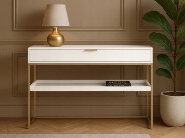 Консольний столик Mebel-Partner, білий/матовий золотий, 110 x 76,5 x 35 см