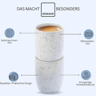 Набір чашок для еспресо SÄNGER Santorini (4 шт.) - кремовий колір з блакитним градієнтом, 80 мл, PREMIUM COLLECTION