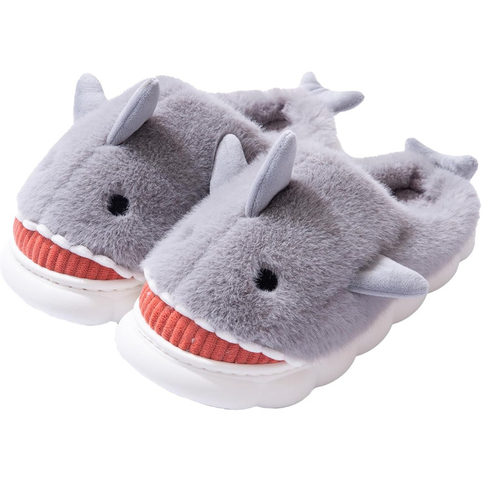 Тапочки жіночі та чоловічі зимові з плюшу, теплі, зручні, з антиковзким покриттям (43/44 EU, сірий)