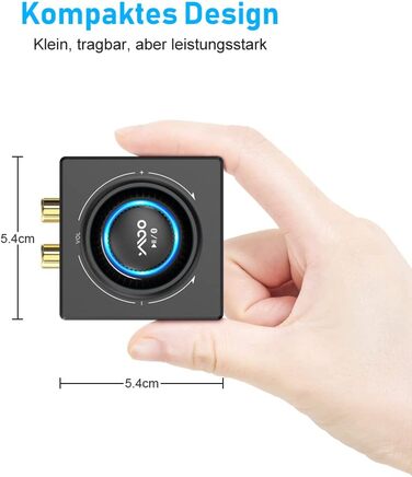 Bluetooth аудіоприймач YMOO 5.3: AUX адаптер для стереосистеми, TV, PC, MP3-плеєра, 50ft радіус дії, 3.5mm jack & RCA вхід