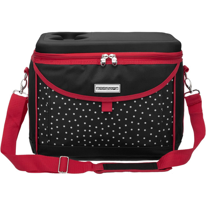 Кühltasche 22 L Picknick Kühlbox 35 x 24 x 27 cm - Farbauswahl (Schwarz Weiß Gepunktet) - Холодильна сумка Андора 22 л для пікніка, 35 x 24 x 27 см, чорно-біла в горошок