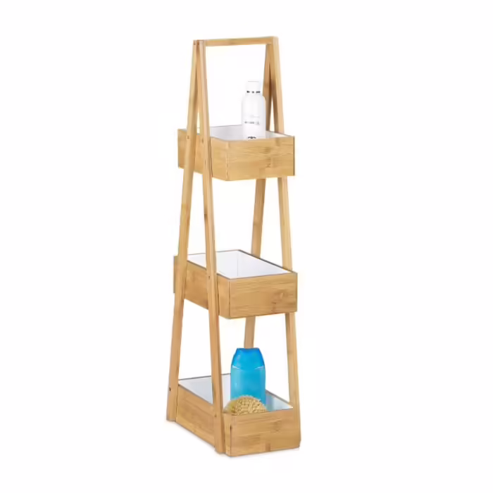 Relaxdays Bamboo Bathroom Shelf with 3 Shelves