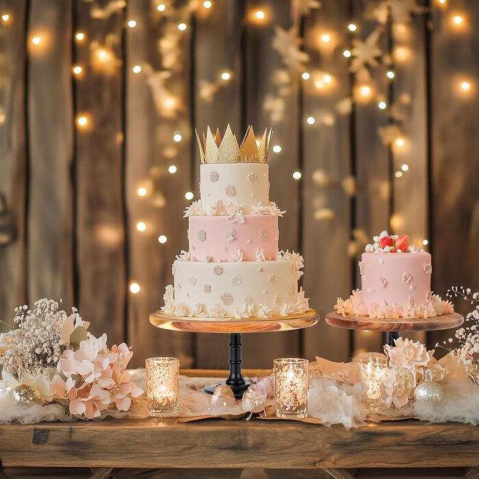 Дерев'яний етажерка/підставка для тортів та капкейків E-ROOM TREND | 1 ярус | з дубовим цоколем | для вечірок, дня народження, дитячого свята