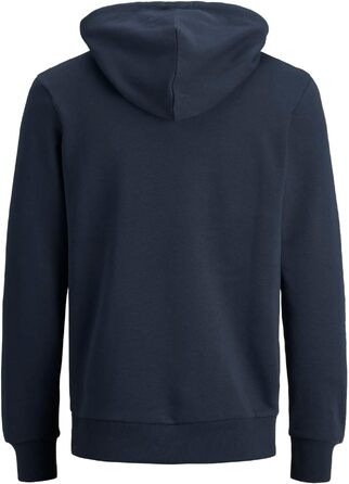 Чоловічий худі JACK & JONES з капюшоном та кишенею, Regular Fit, колір Shocking Orange/Navy Blazer, розмір XS