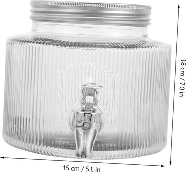 Glass Jug with Tap Dispenser System, Hydro Water Jug with Faucet, Juice Syrup Insulated Water Bottles Filter Tap Glass Jug, Water Container with Faucet, White