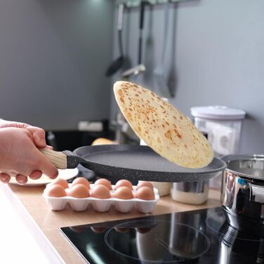 Сковорода для млинців Joeji's Kitchen 26 см з антипригарним покриттям – підходить для індукційних плит – для млинців, панкейків, яєць, омлетів, тави та роті