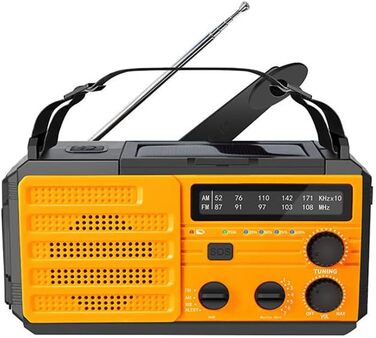 Радіо TKMARS Notfall 8000mAh: радіо з ручкою, FM/AM, сонячна панель, зарядка 2 телефонів, 3-рівні освітлення, SOS-сигнал