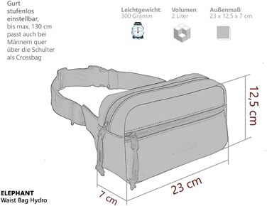 Сумка на пояс, бананка Wimmerl Elephant 12827, водонепроникна, унісекс, для міста та активного відпочинку (Off White Hellbeige)