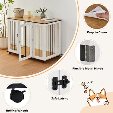 Тамбур для собак TUKAILAi, стильний будиночок для собак в інтер'єрі, клітка для собак, переноска для собак, білий та коричневий