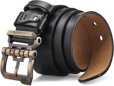 Чоловічий шкіряний ремінь BISON DENIM: стильний аксесуар для джинсів та ділового образу. Ширина 38 мм, колір чорний, з подарунковою коробкою (W71694-1bm-schwarz 110)
