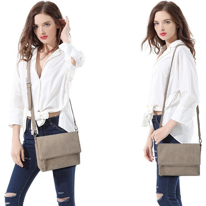 Сумка жіноча Gladdon через плече, шкіряна крос-боді, Taupe (бежевий)