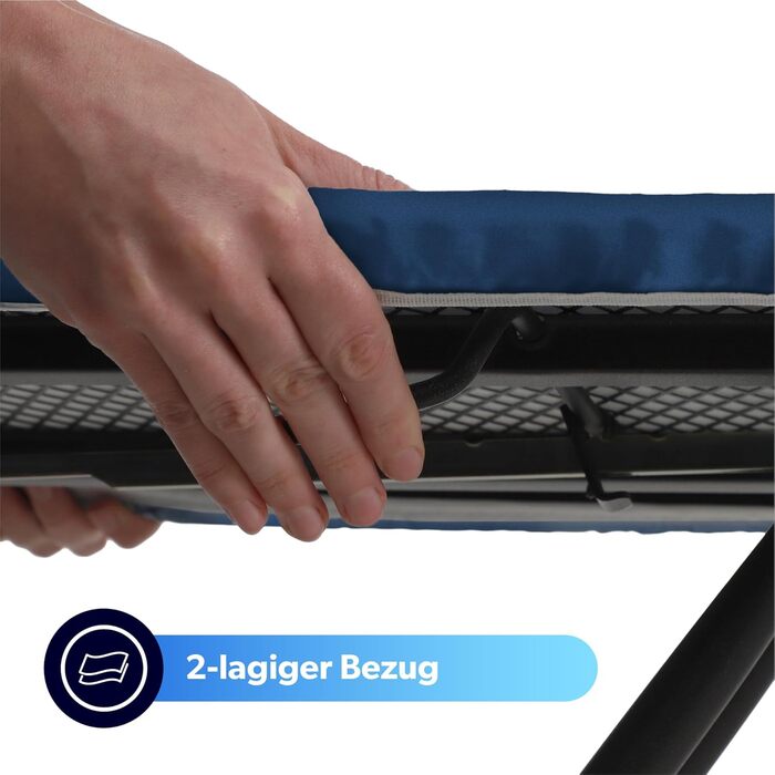 КADAX Прасувальна дошка, 120x38 см, складна, регульована висота, для прасування з парою, з антиковзними ніжками, з підкладкою з піною 8 мм (Темно-синій)