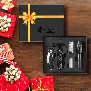 Набір інструментів RoverTac: подарунок для тата, 12-в-1 мультитул, молоток, ліхтарик, ніж, подарункова коробка 'BEST DAD EVER'