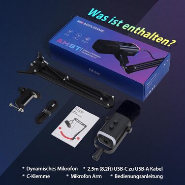 Мікрофон FIFINE XLR для стрімінгу, подкастів та запису звуку. USB динамічний мікрофон з кріпленням для PS4/5, Mac, Mixer, Sound Card. Чорний