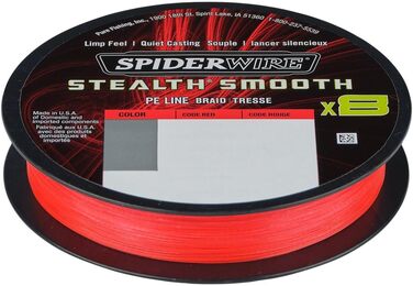 Плетена риболовна волосінь Spiderwire Stealth Smooth 8, 8-ниткова, мікропокриття, червона, 0,11 мм, 10,3 кг, 300 м