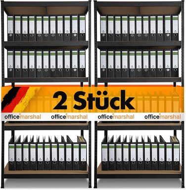OfficeMarshal Heavy-Duty Shelving Unit - Black (150 x 75 x 30 cm)
